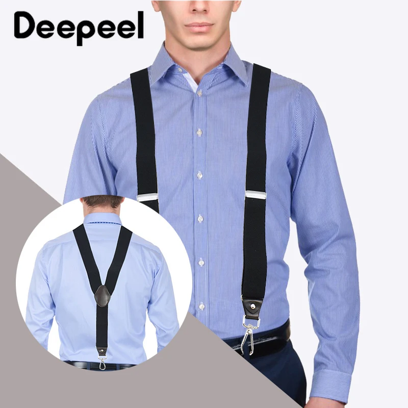 1 PC Deepeel 3.5X120 ซม.Unisex ผู้ใหญ่ 3 คลิป Hook ความยืดหยุ่น Suspenders Y-Type Snap BUCKLE Suspender ชุดกางเกงปรับสายคล้อง