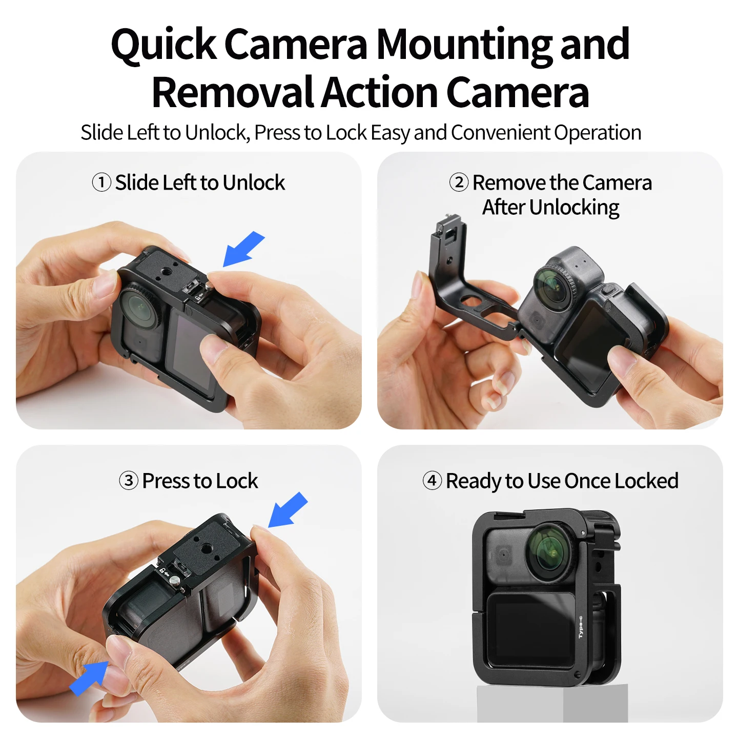 Aufladbarer magnetischer Kamerakäfig-Stativadapter für DJI Osmo Nano Kamera, Selfie-Stick, Fahrrad-Rucksackhalterung für Mikrofon- und Lichterweiterung – Detail 15