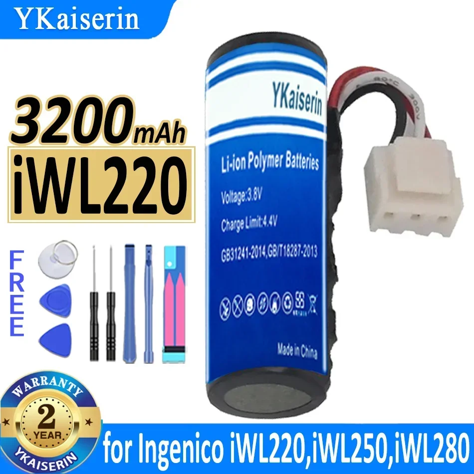 3200mAh Point-Of-Sale Terminal Battery for Ingenico iWL220, iWL250, iWL280, Iwe280, iWL252, iWL255, iWL251, Reliable Power