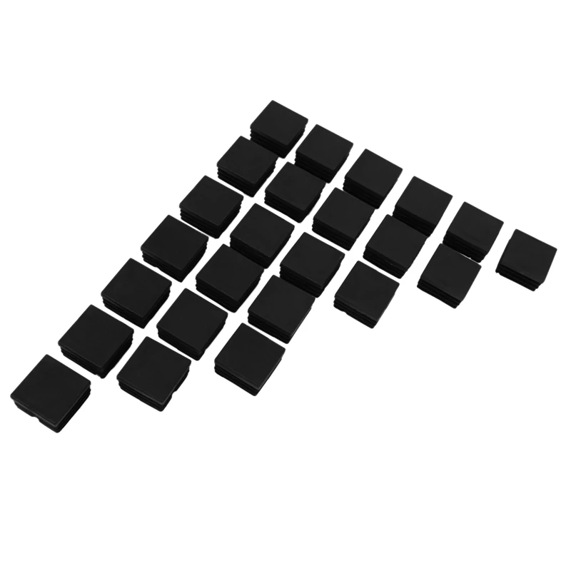 72 Pcs 30Mm X 30Mm Plastic Ribbed Square End Caps Tube Insert Black