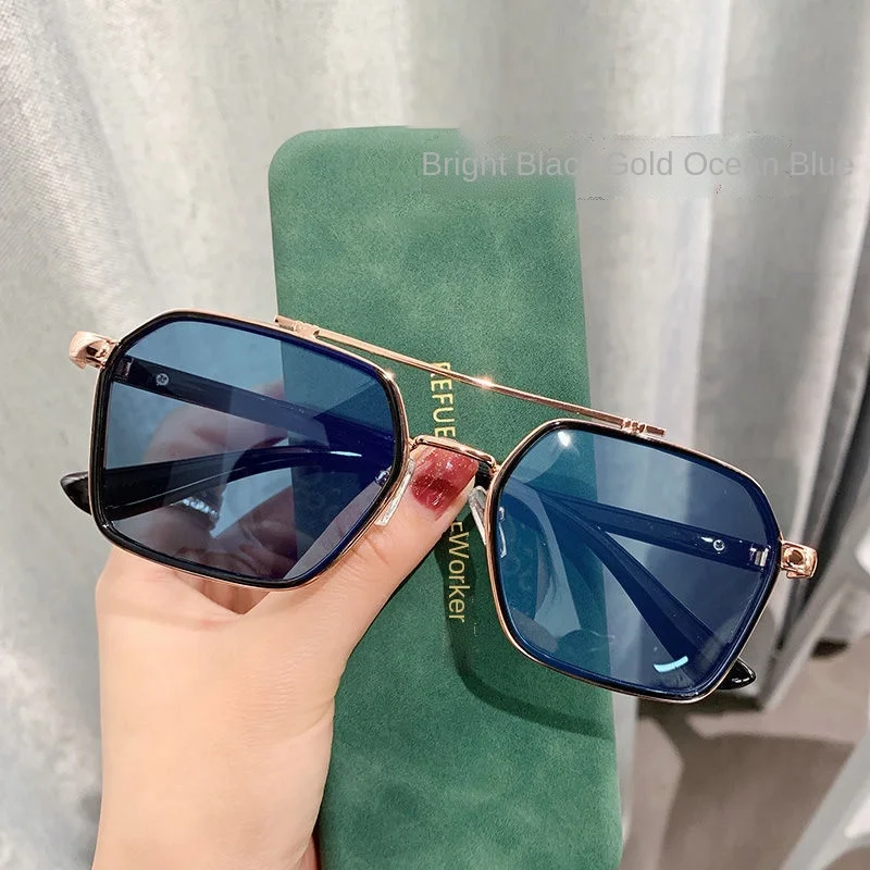 2022 New Double Beam Men\'s Sunglasses Ocean Blue Woman Eyewear Driving Sun Shading Glasses Outdoor Fishing Gafas De Sol UV400