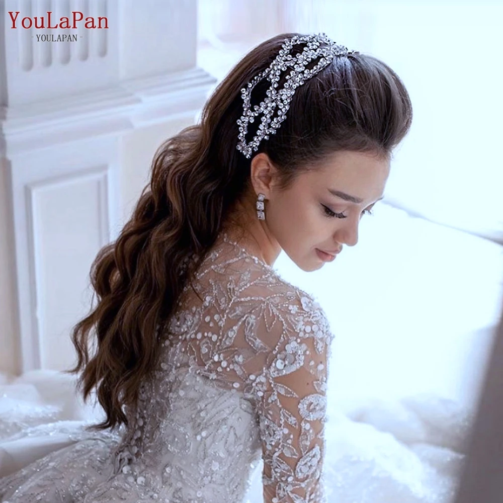 YouLaPan Shiny Headband for Brides Wedding Hair Accessories Rhinestone Women Headpiece European Bridal Tiara Headdress HP243