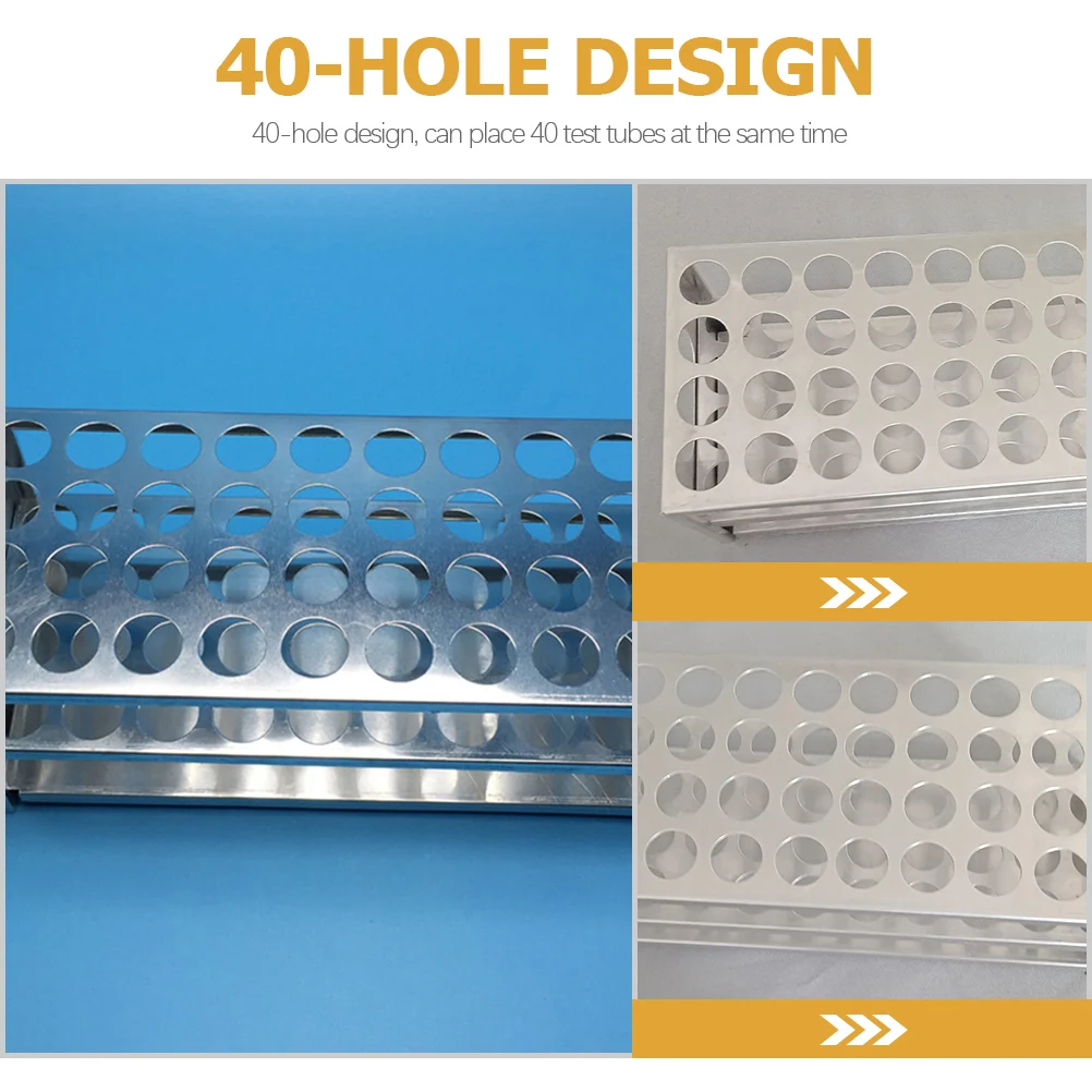 Aluminum Test Tube Rack 40-Hole Test Tube Storage Rack Test Tube Stand for Labs