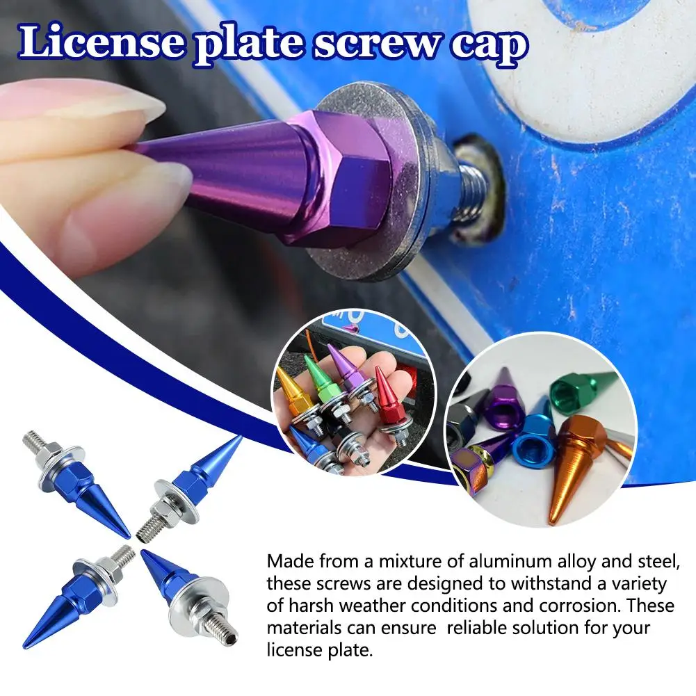 M6 License Plate Fixing Plate Screw M6 Threaded Pointed Car Colorful Alloy Fasteners Aluminum Gasket Universal Styling C7I9