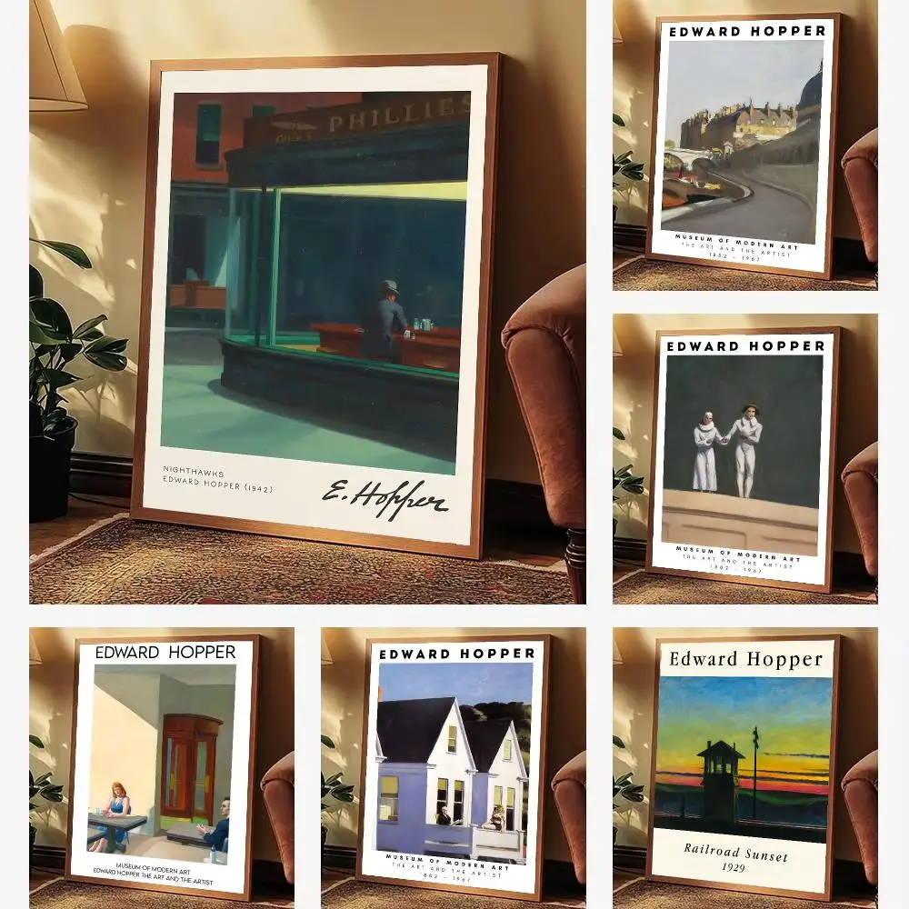 Edward Hopper Poster Aesthetic Wall Art Print for Living Room Bedroom Study Office Café Home Decor Stylish Gift