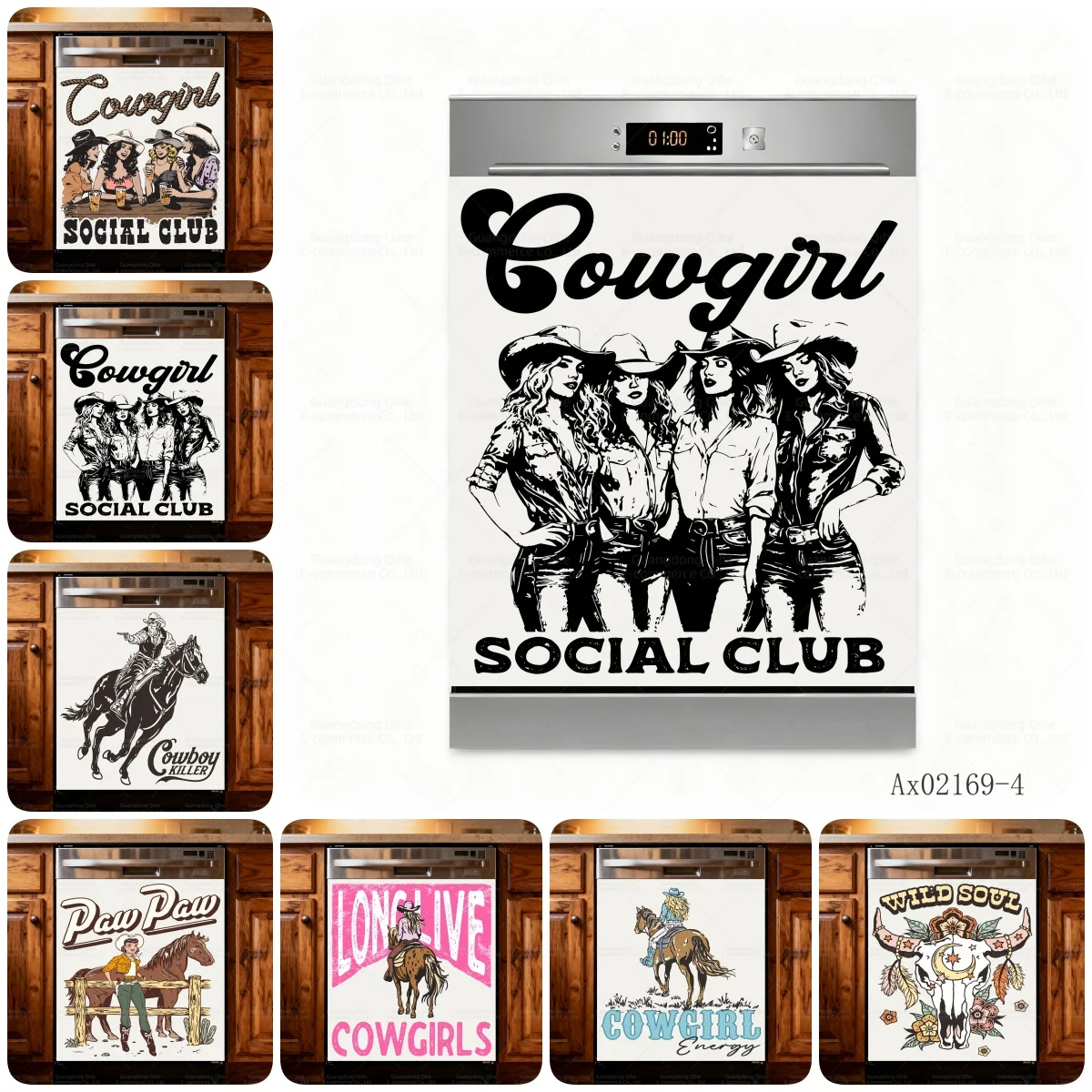 Cowgirl Social Club Dishwasher Covers Wild Nature Moose Refrigerator Covers Removable Vinyl Appliance Decals Kitchen Upgrade