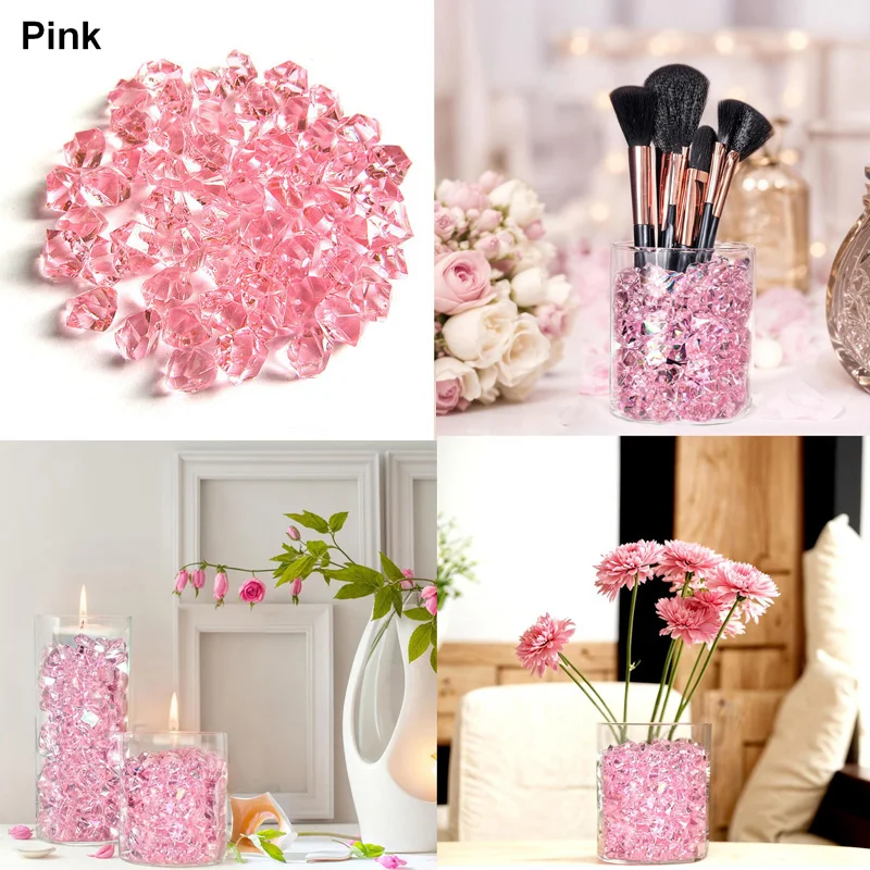 100pcs 11x14mm 크리스탈 플라스틱 보석 홈 꽃병 장식 멀티 다채로운 다이아몬드 아이스 록스 스톤 DIY 쥬얼리 장난감 파티 공예