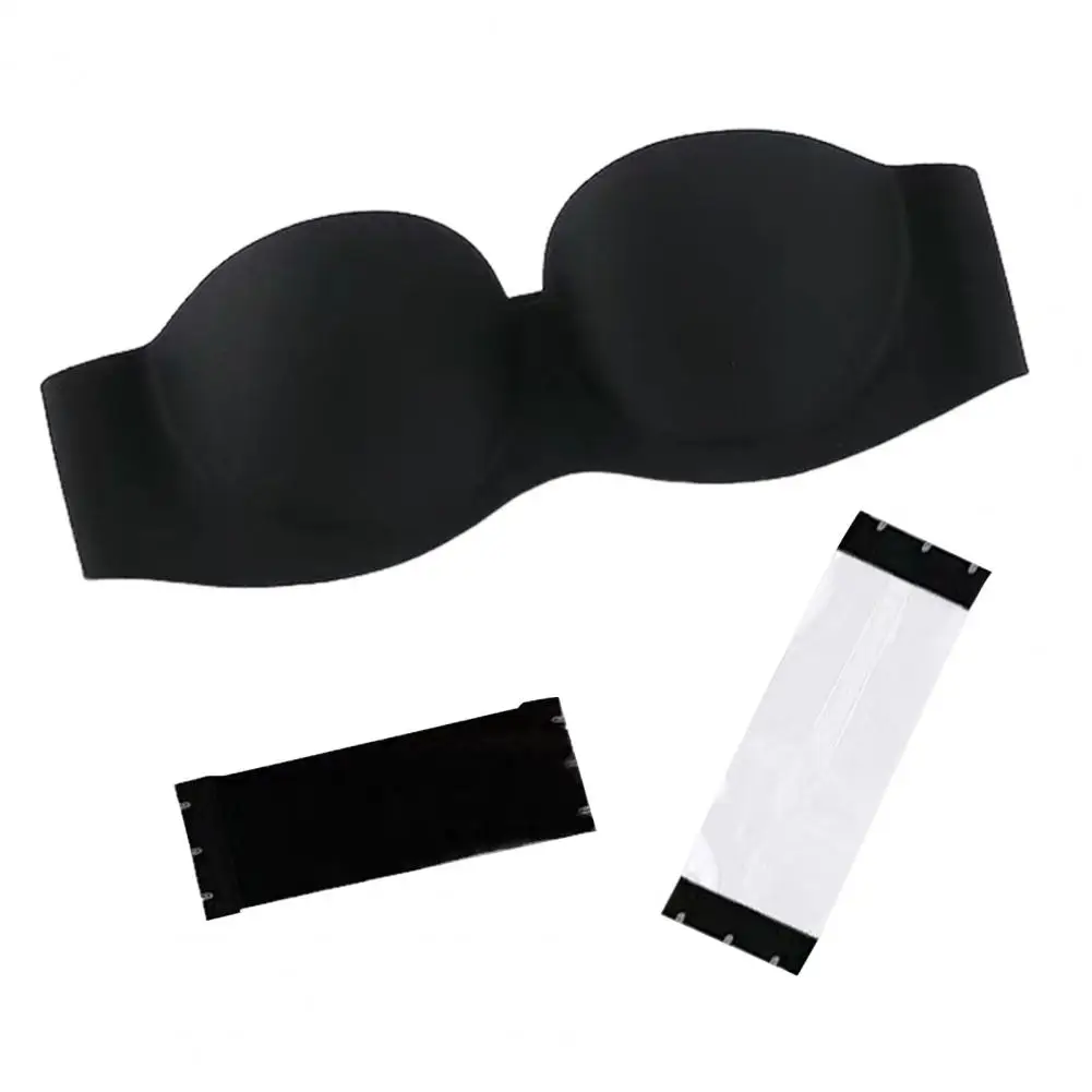 Off Shoulder Dress Pairing Bra Wireless Push Up Bandeau Bra for Women Anti-slip Tube Top with Padded Cups Solid Color for Ladies