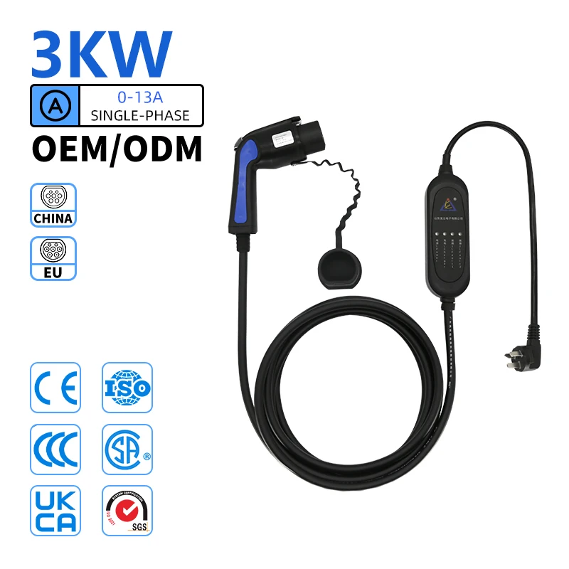 

Portable EV Charger, 16A/32A, 3.5KW/7KW, GBT EV Fast Charging Station, Electric Vehicle EVSE