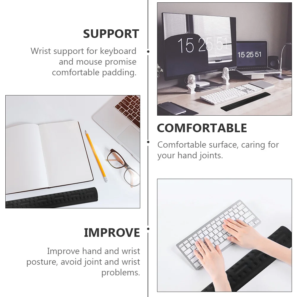 Repose-poignet pour clavier, 1 ensemble, tapis de souris, mousse à mémoire de forme antidérapante, Support de poignet, coussin de souris de jeu, Protection confortable des articulations des mains