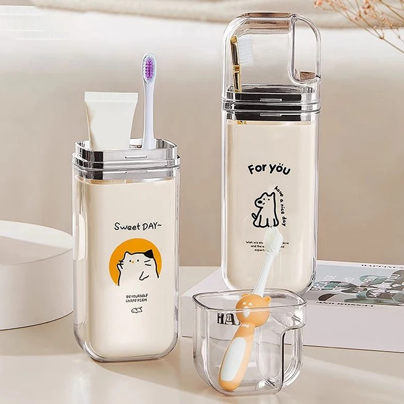 Cartoon Cute Toothbrush Cup Travel Toothbrush Holder Simple Portable Mouthwash Cup For Business Trip Home Camping