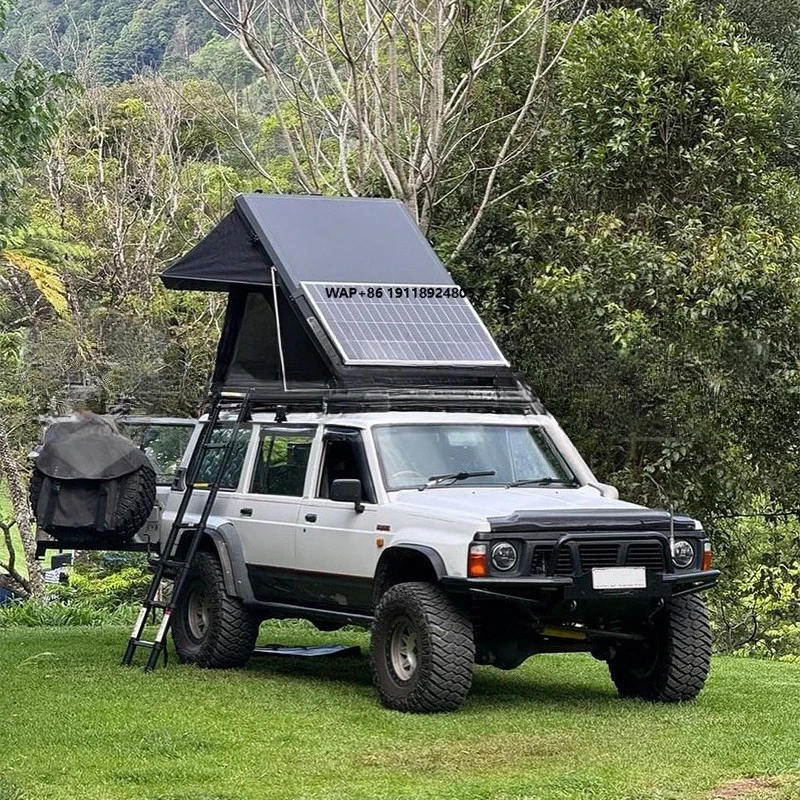 4x4 Overlanding Car Roof Top Tent Camper Four Season Waterproof Durable Roof Top Tent Hard Shell Aluminum with Solar Panel