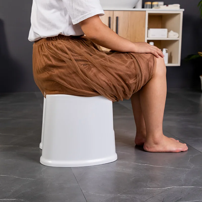 White Anti-slip Plastic Shower Stool, Household Pregnant Women Sitz Bath Stool, Elderly Showering Stool  Toilet Stool