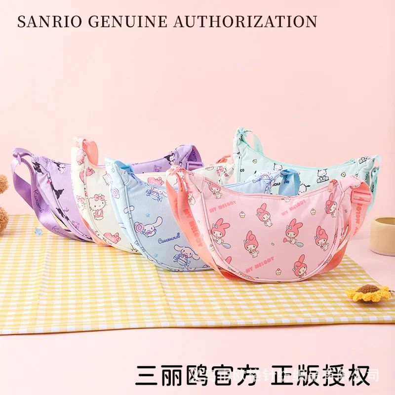 

Сумка через плечо Kuromi Hello Kitty, большая вместительная сумка на одно плечо с милым мультяшным принтом, регулируемая, с легким принтом, подарок для девочки, для студентов