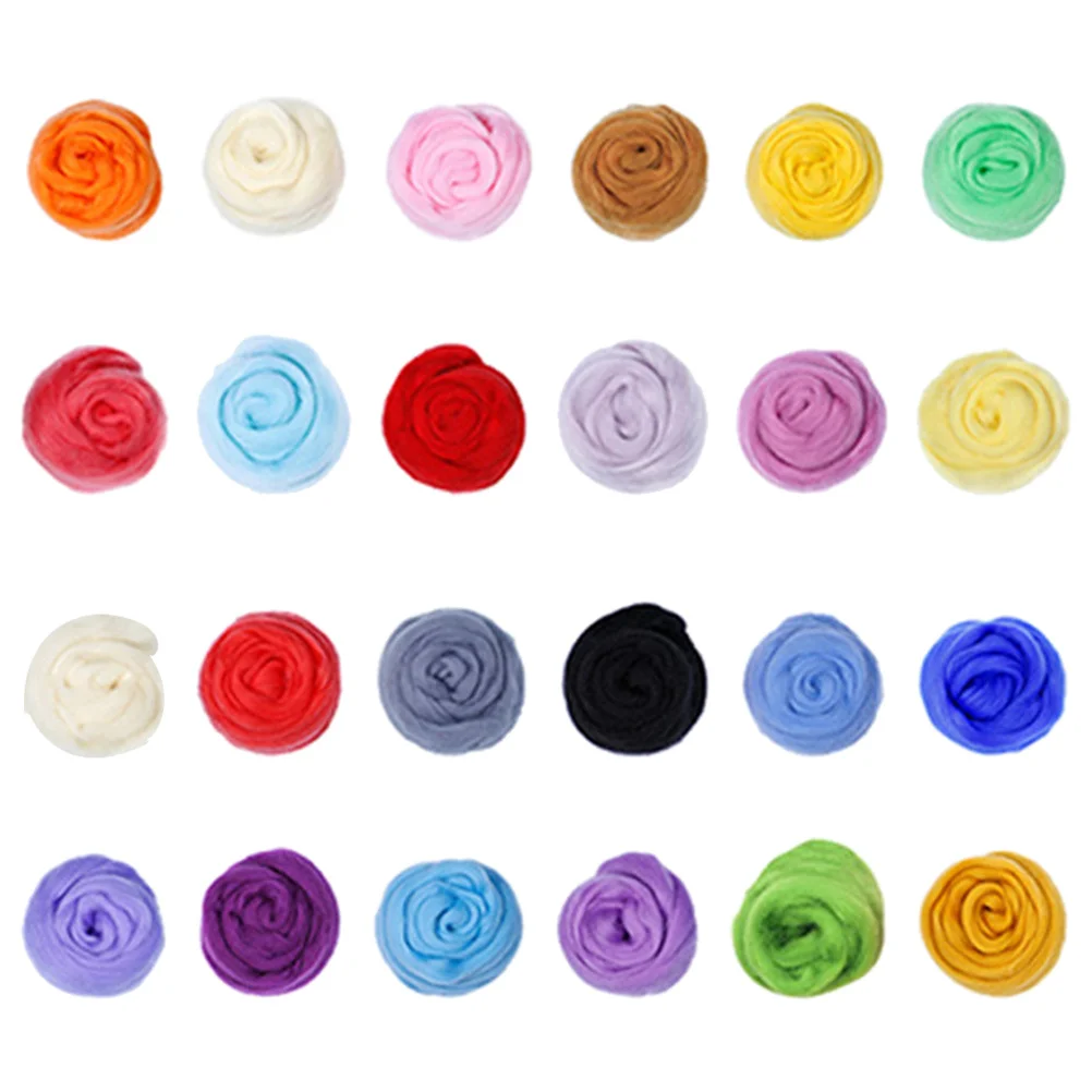 

24Pcs Colorful Needle Felting Wool Set DIY Craft Making Kit Wool for Needle Felting Creative Supplies for Handmade Felt