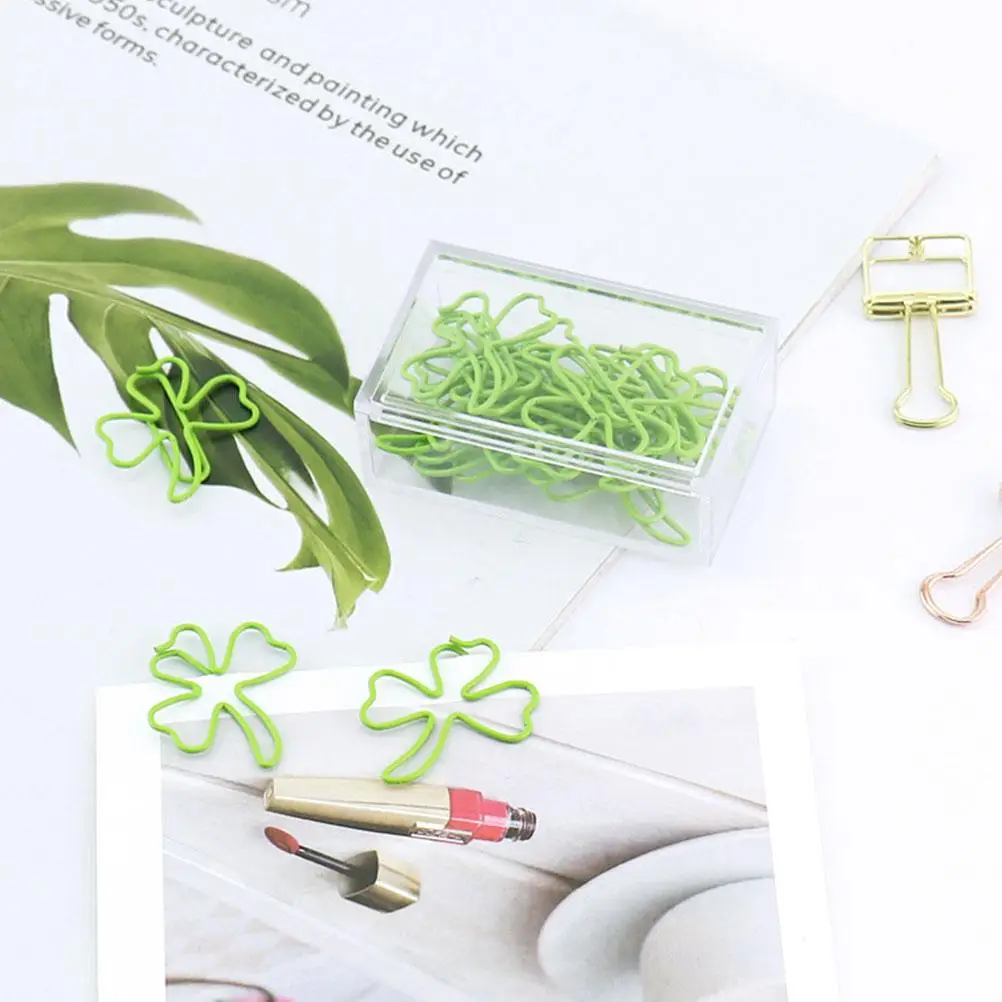 15 pcs Shape Bookmark Clips Metal Green Paper Clips for Books Notes Files Photos Memos Tickets Scrapbooks