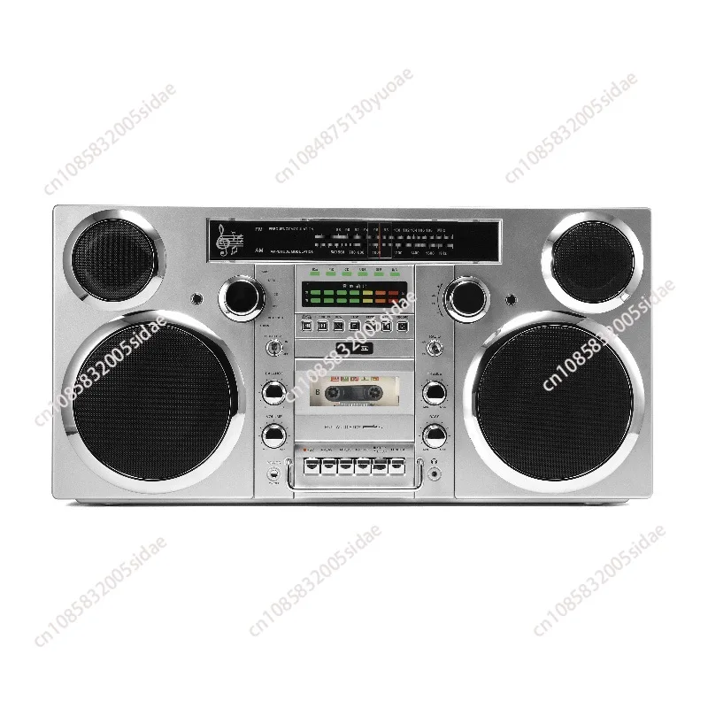 

Brooklyn 1980S-Style Portable Boombox - CD Player, Cassette Player, FM Radio, USB, Wireless Bluetooth Speaker - Silver,black