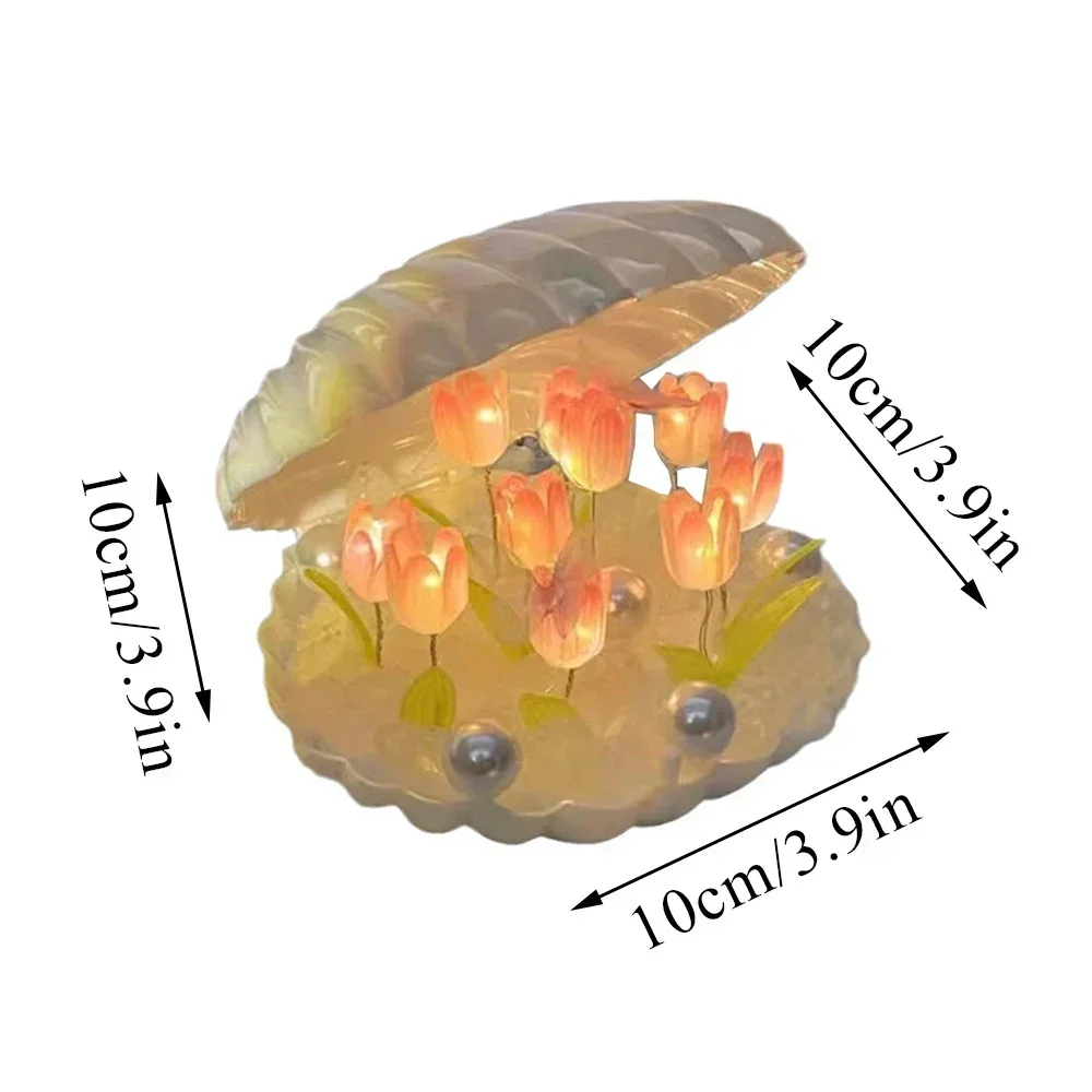 1Pc Shell Tulp Nachtlampje Handgemaakte DIY Home Decor Slaapkamer Sfeer Licht Meisje Moeder Vriendin Verjaardagscadeau Valentijnsdag
