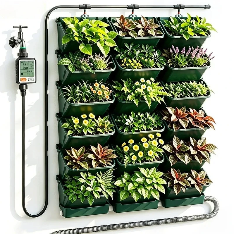 for 1 Square Meter Plant Wall DIY Set with Automatic Irrigation and Flower Pot Drainage System