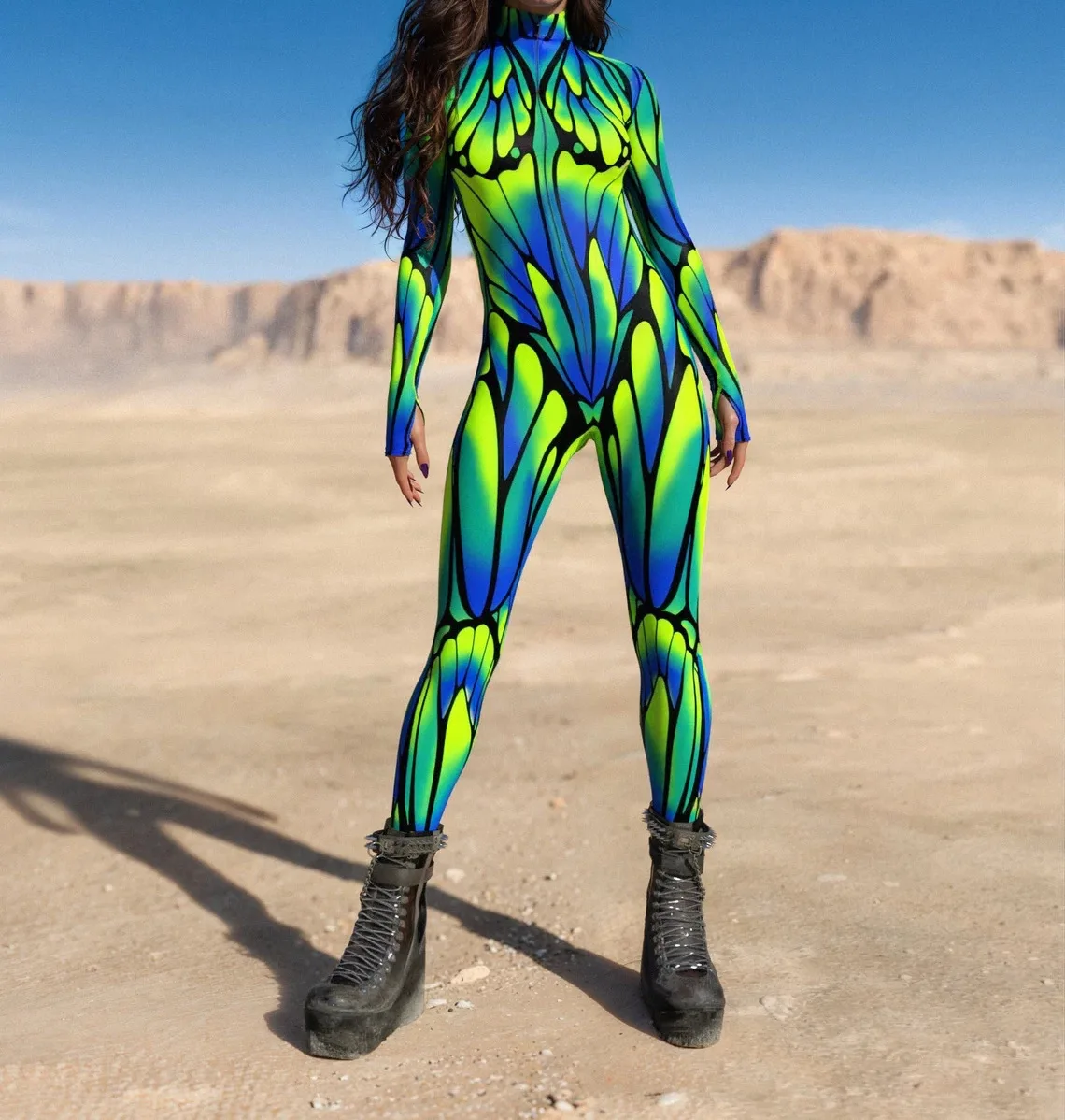 Halloween Damen Cyberpunk Roter Pfauenfeder-Jumpsuit Party Rollenspiel Steampunk Halloween Festtagskostüm Stretch-Bodysuit – Detail 14