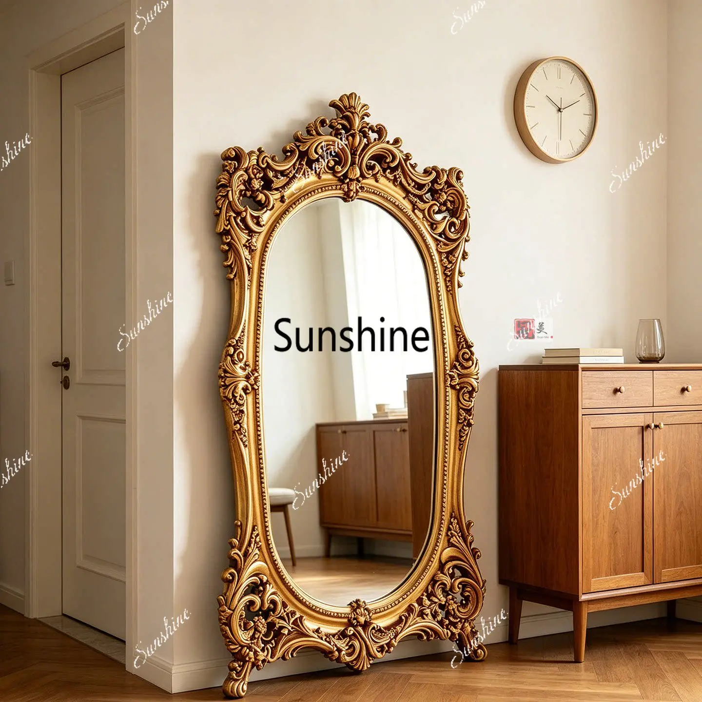 French retro full-body mirror home living room simple floor mirror