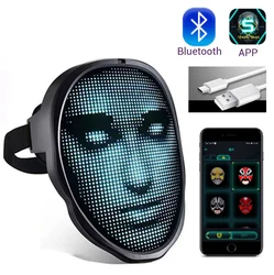 Programmable Bluetooth Mask LED Holiday Party Carnival Halloween Christmas Gift App Costume Props