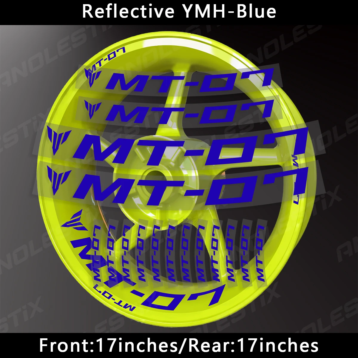 AnoleStix Reflective Motorcycle Wheel Sticker Hub Decal Rim Stripe Tape For YAMAHA MT-07 MT07