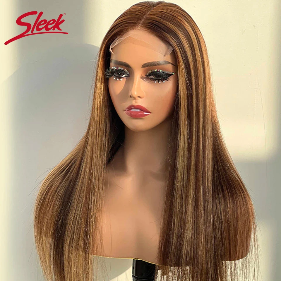 Sleek Blond P4/30/27 Brazilian Straight 13*6 T Lace Front Human Hair Wigs For Black Women Pre Plucked Brazilian Remy Hair Wigs