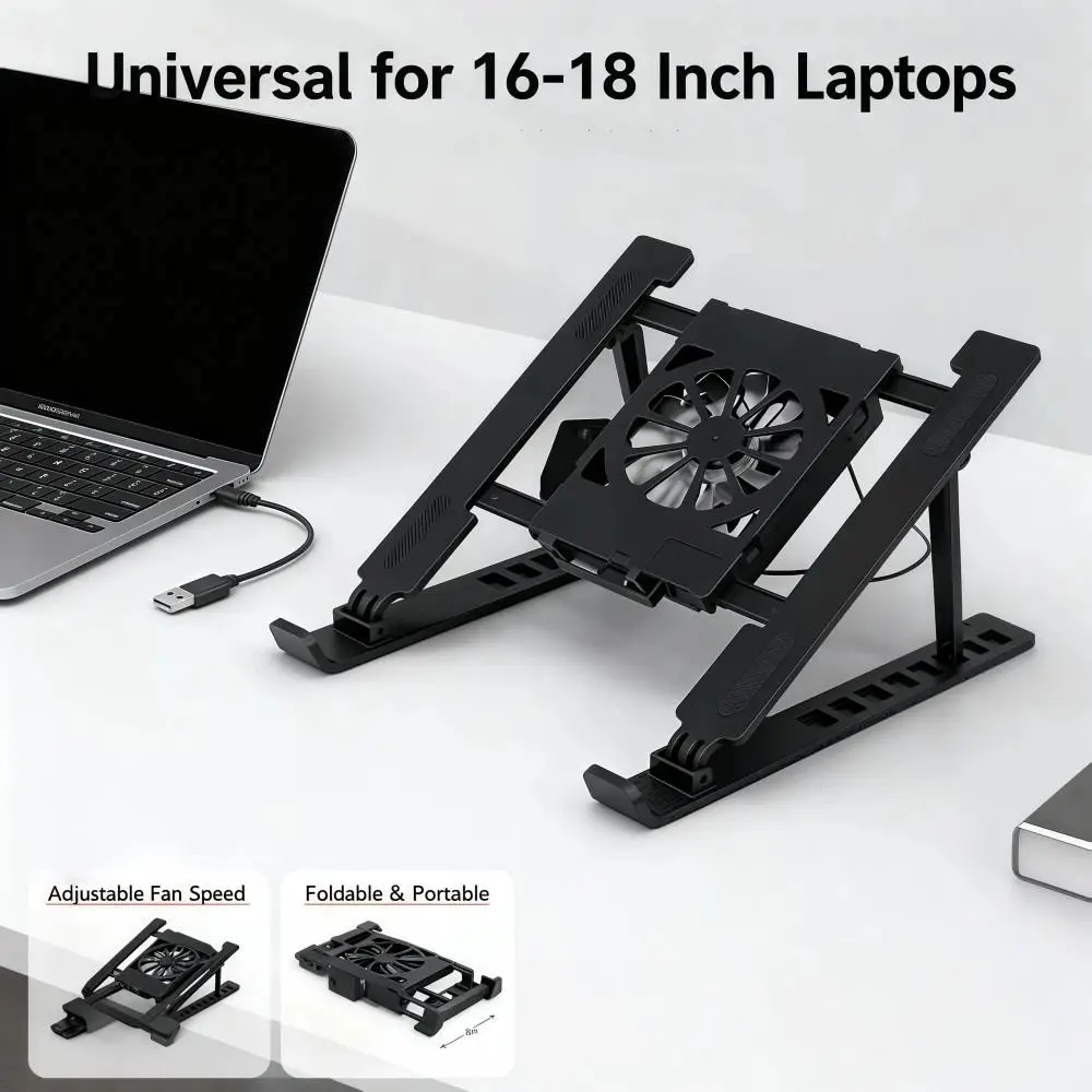 Universal Laptop Cooling Stand Adjustable with Fan Laptop Lift Stand Multi-High Adjustment Foldable TabletPC Hanging Holder