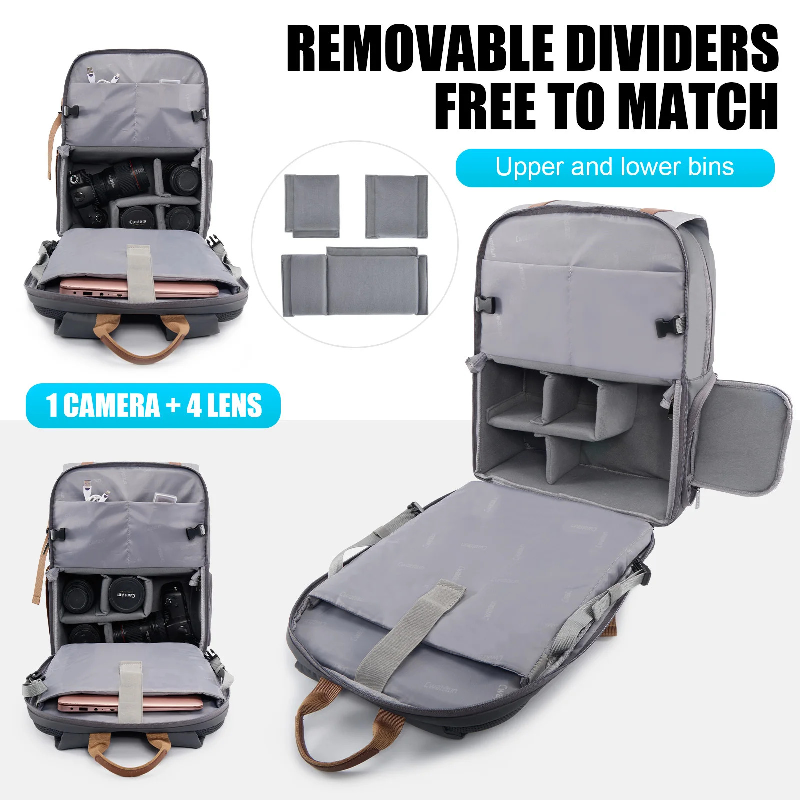 حقيبة ظهر كاميرا متعددة الوظائف مقاومة للماء ، حقيبة تصوير للسفر ، حقيبة كاميرا لكانون ، نيكون ، سوني ، SLR ، DSLR