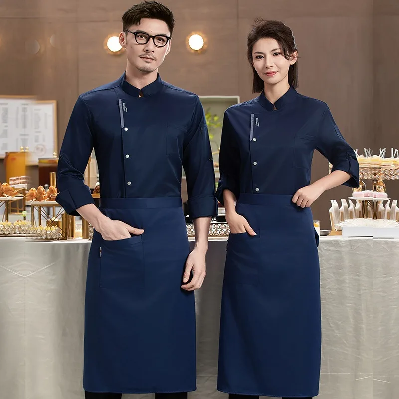 Nouveaux vêtements de chef à manches longues pour l'automne et l'hiver, vêtements de travail pour salle à manger et cuisine d'hôtel, confortables et respirants pour hommes