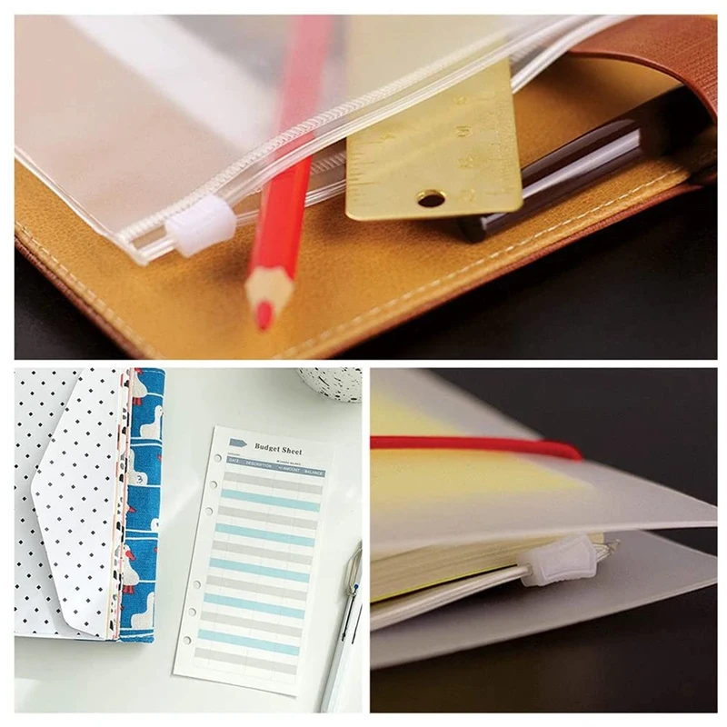 30 Stuks Bindmiddel Zakken Met 12 Stuks Onkosten Budget Vellen, 6 Gaten A6 Bindmiddel Rits Map Zakken Voor 6-Ring notebook Bindmiddel