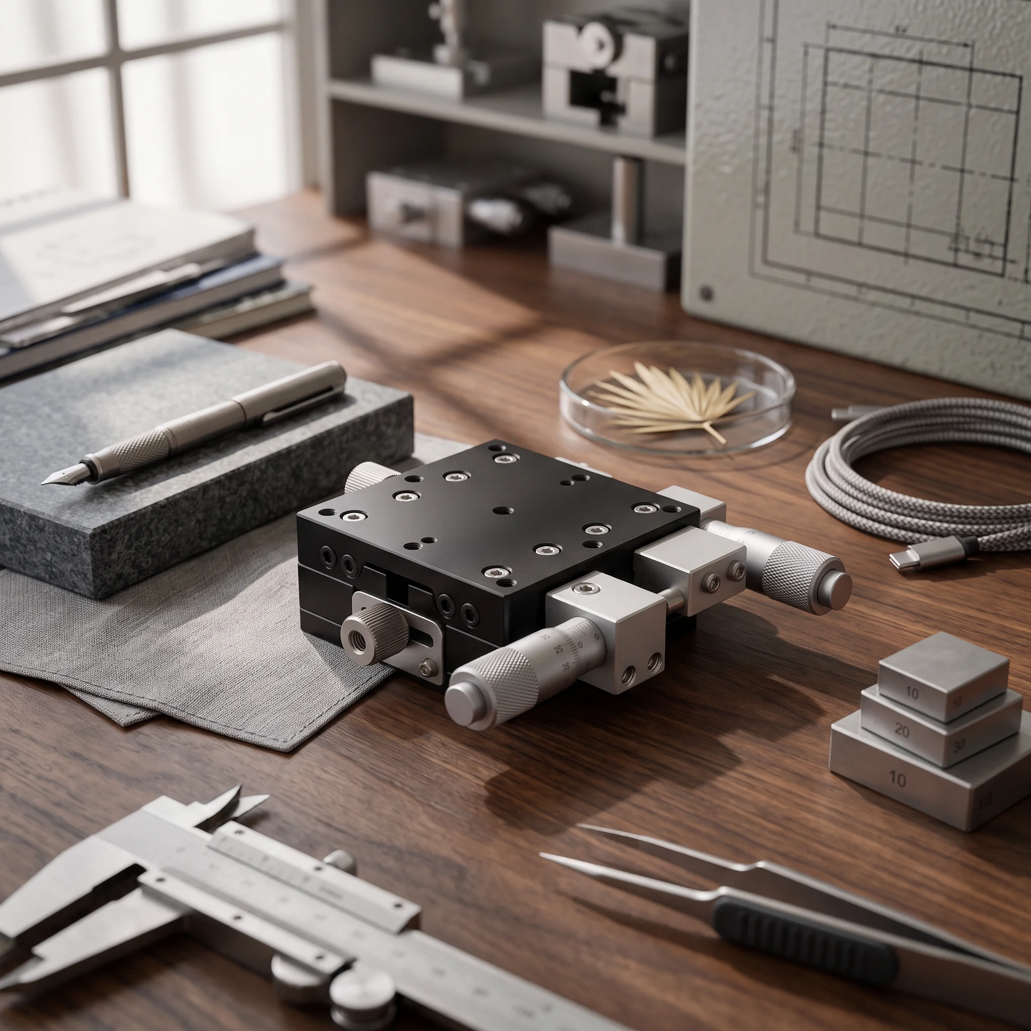 Plateau de micro-positionnement XY réglable manuel, table à glissière croisée, matériel stable et rigide pour machinistes