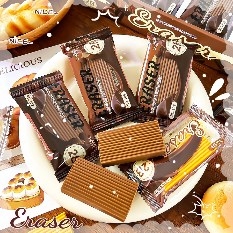 العودة إلى اللوازم المدرسية أدوات مكتبية كاواي ملحقات مدرسية مطاطية أشياء لطيفة محايات مضحكة للشوكولاتة أدوات مكتبية جمالية