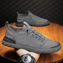 Zapatos informales para Hombre, zapatos De lona De seda De hielo transpirables, cómodos para exteriores, Zapatillas planas vulneradas sin cordones para Hombre, Zapatillas De Hombre