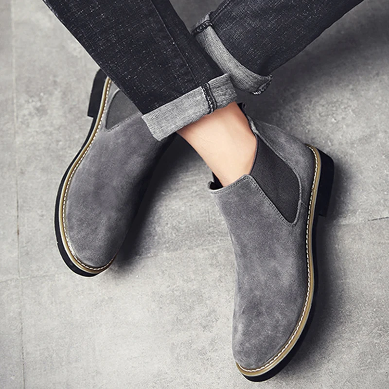 Fashion Men Elevator Shoes Chelsea Boots 6CM Invisible Inner Increase Shoes Men's Height Increasing Shoes New Leather Men Boots