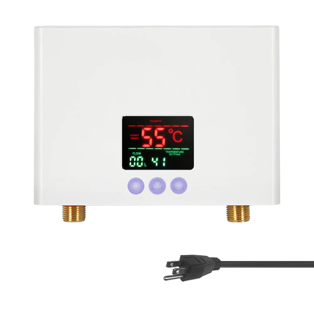 3KW Instant Water Heater Electric Tankless Heater LCD Display Wall-Mounted Remote Control Water Calorifier for Kitchen Bathroom