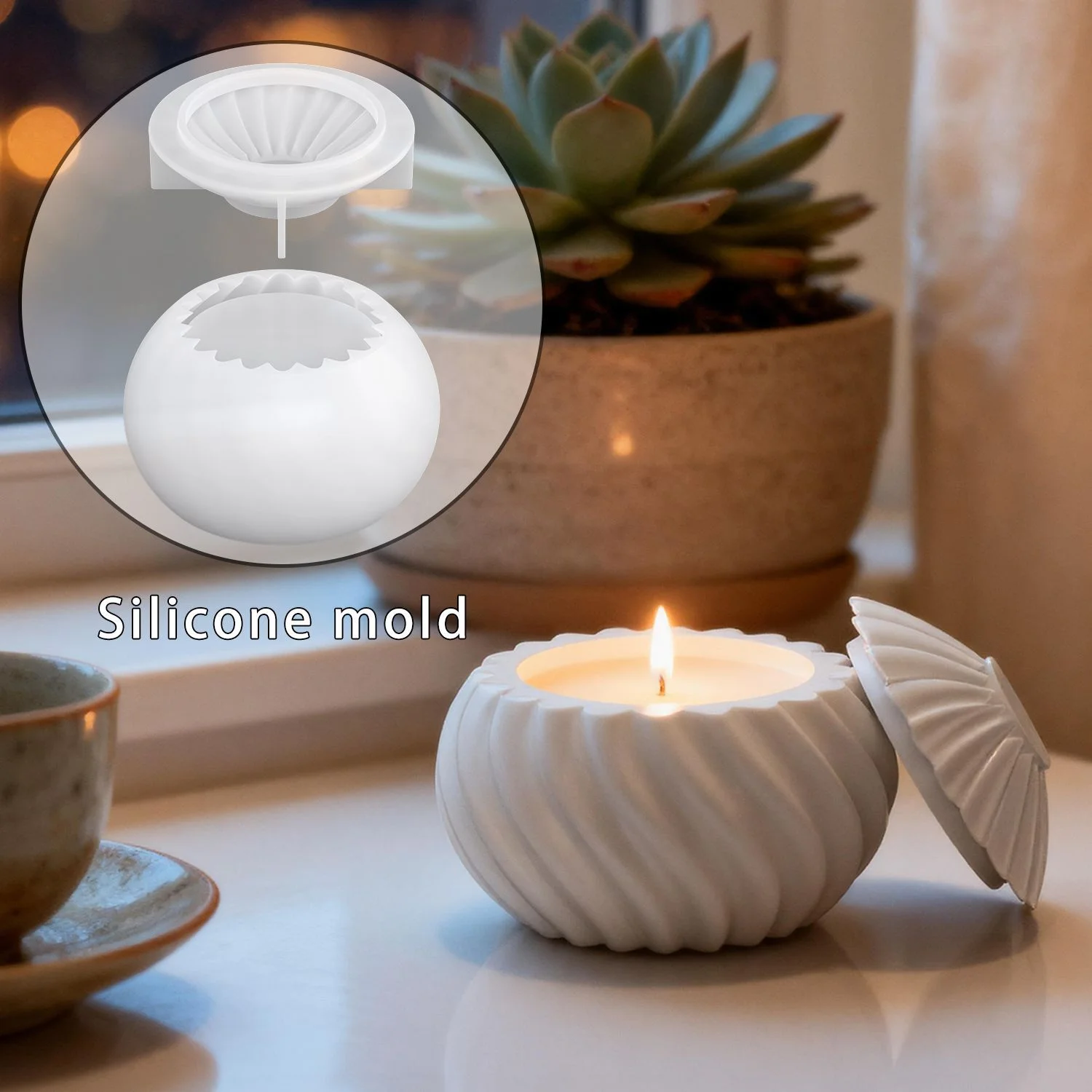 DIY Spiral Pearlescent Candle Cup Mold - for Resin, Plaster & Aromatherapy Candles