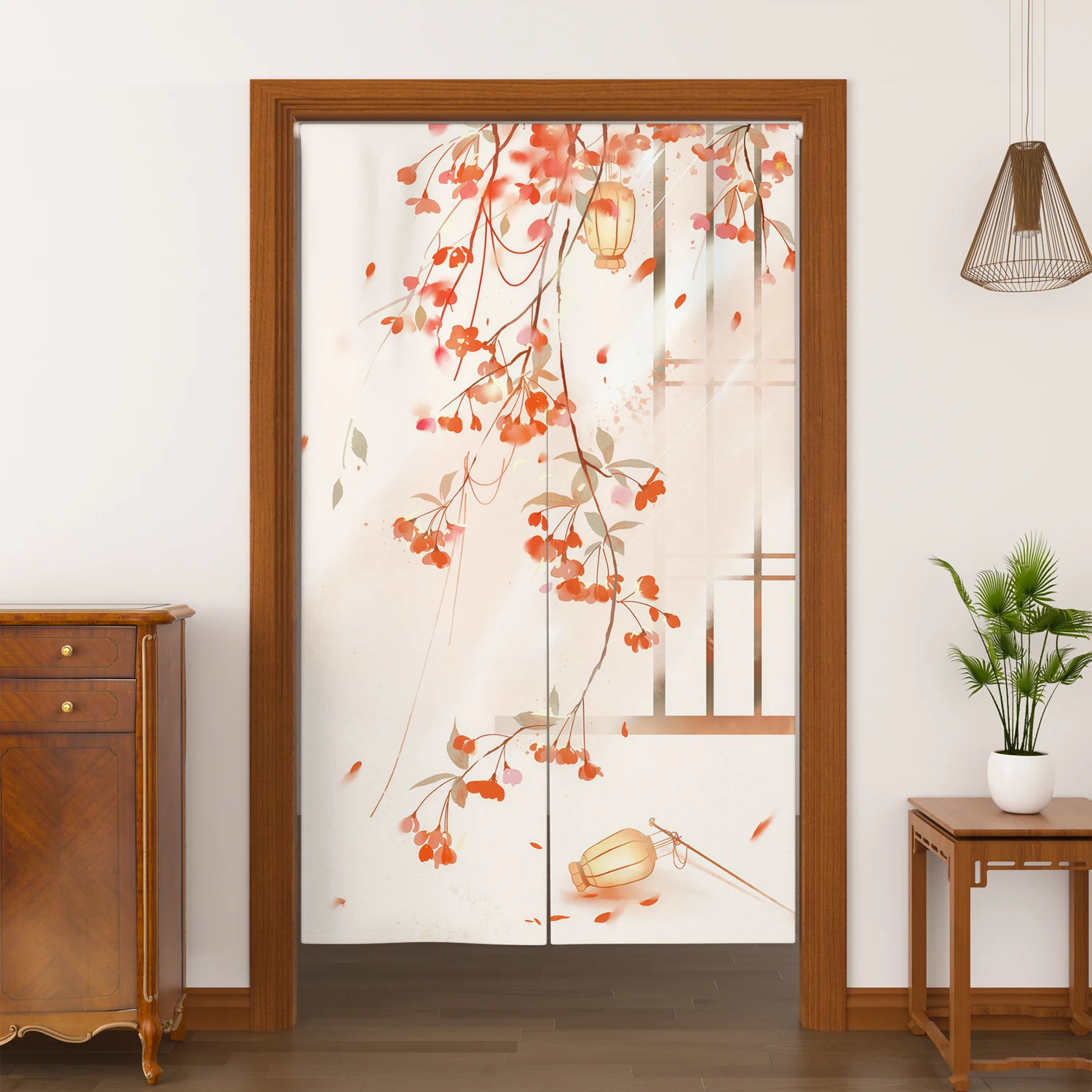 Chinese Vintage Elegant Door Curtain Linen Half Panel Home Decor Can be used as a partition Suitable for all seasons Quick Setup