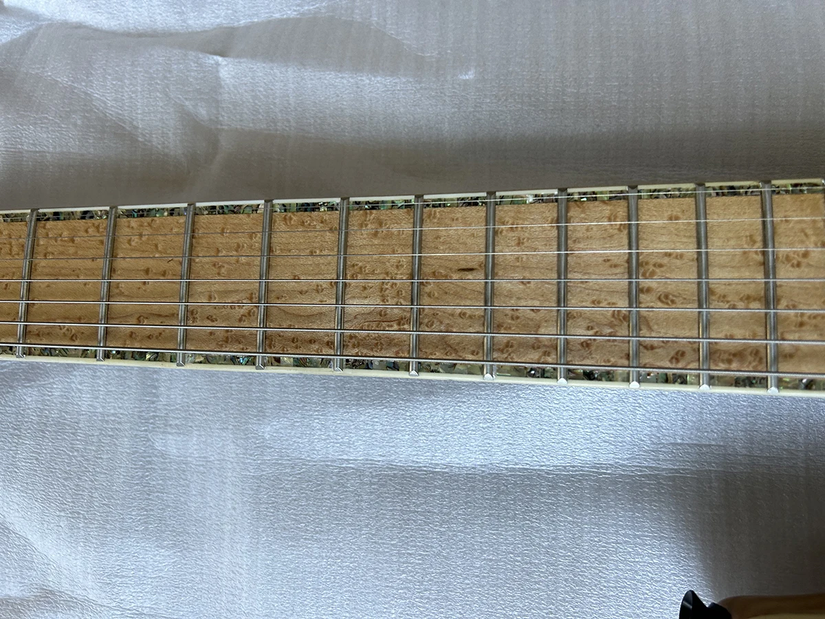 Factory Red Brown 7 Strings Electric Guitar Bird Eye Maple Fretboard HH Pickup Neck Through Body Wenge NeckCustomizable