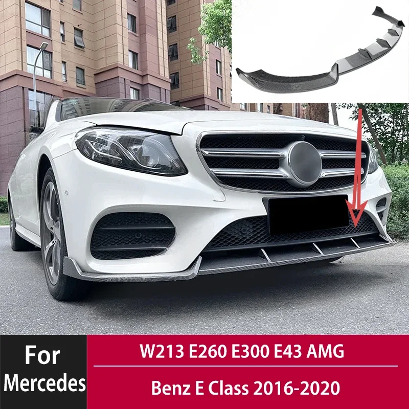 

Car Front Bumper Lip Splitter Spoile Spoiler For Mercedes Benz E Class W213 E260 E300 E43 AMG 2016-2020 ABS Exterior Parts