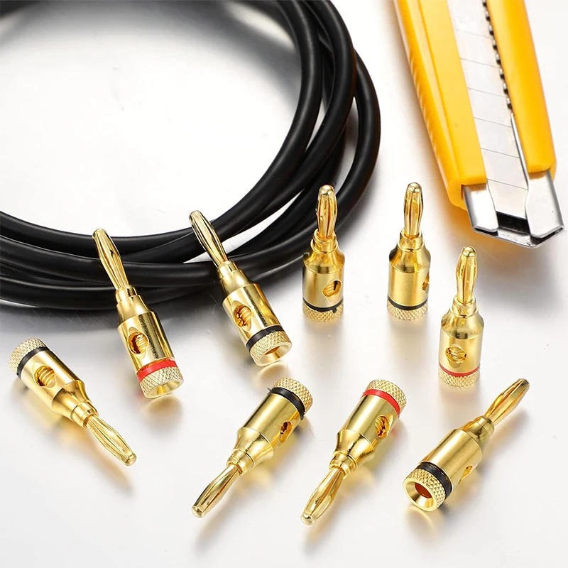 4mm Banana Plug Gold-Plated Copper Musical Cable Wire Audio Speaker Adapter Speaker Amplifier Cable Wire Pin Banana Connectors