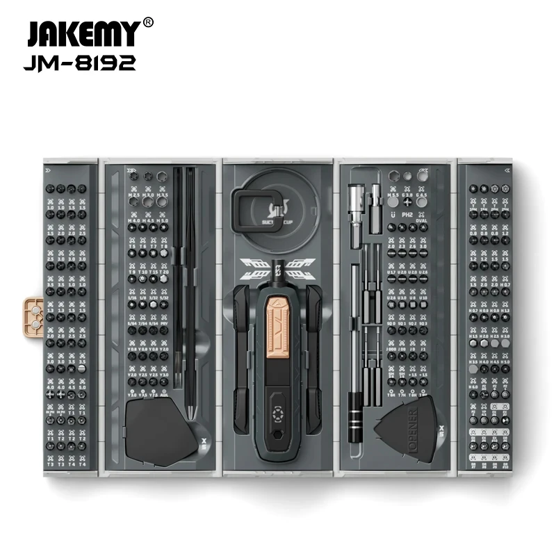 JAKEMY JM-8192 Set di strumenti per cacciavite di precisione 180 in 1 punta magnetica CR-V iPhone PC console di gioco occhiali per orologi