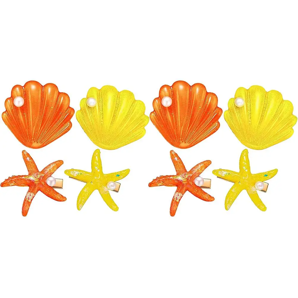 8 Pcs Hair Clips Bright Color Fashionable Design Perfect Birthday Christmas Party Wedding Dating Daily Wear Beach Seashell