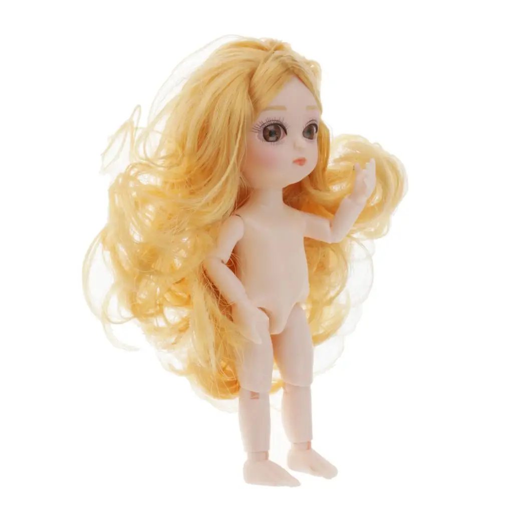 13 Joints 16cm Dolls Normal Skin Tone Body Girl Model w/ Blond Hair DIY