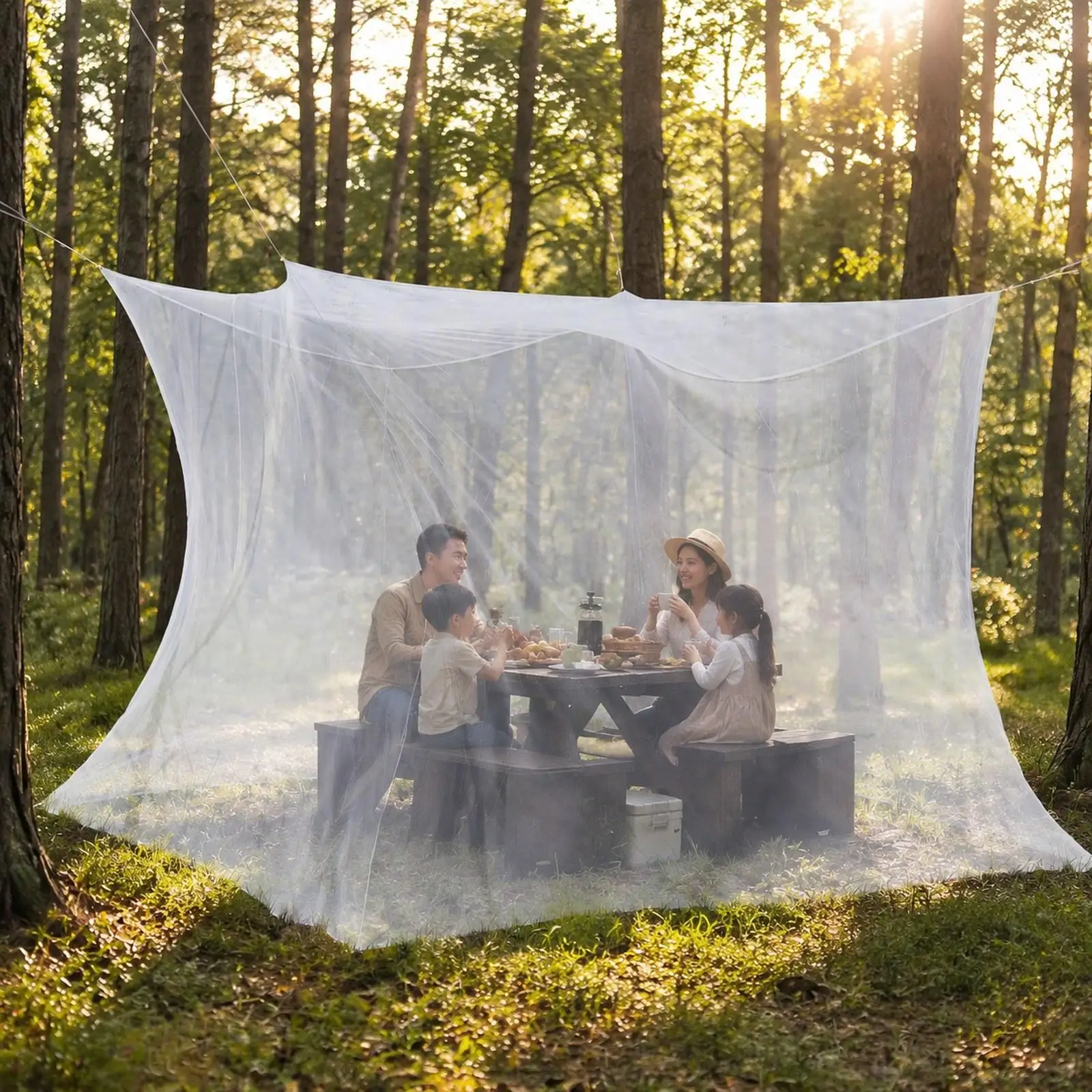 Lightweight Hanging Kit Fly Netting Breathable Mesh Patio Screen Netting for Outdoor Summer Activities