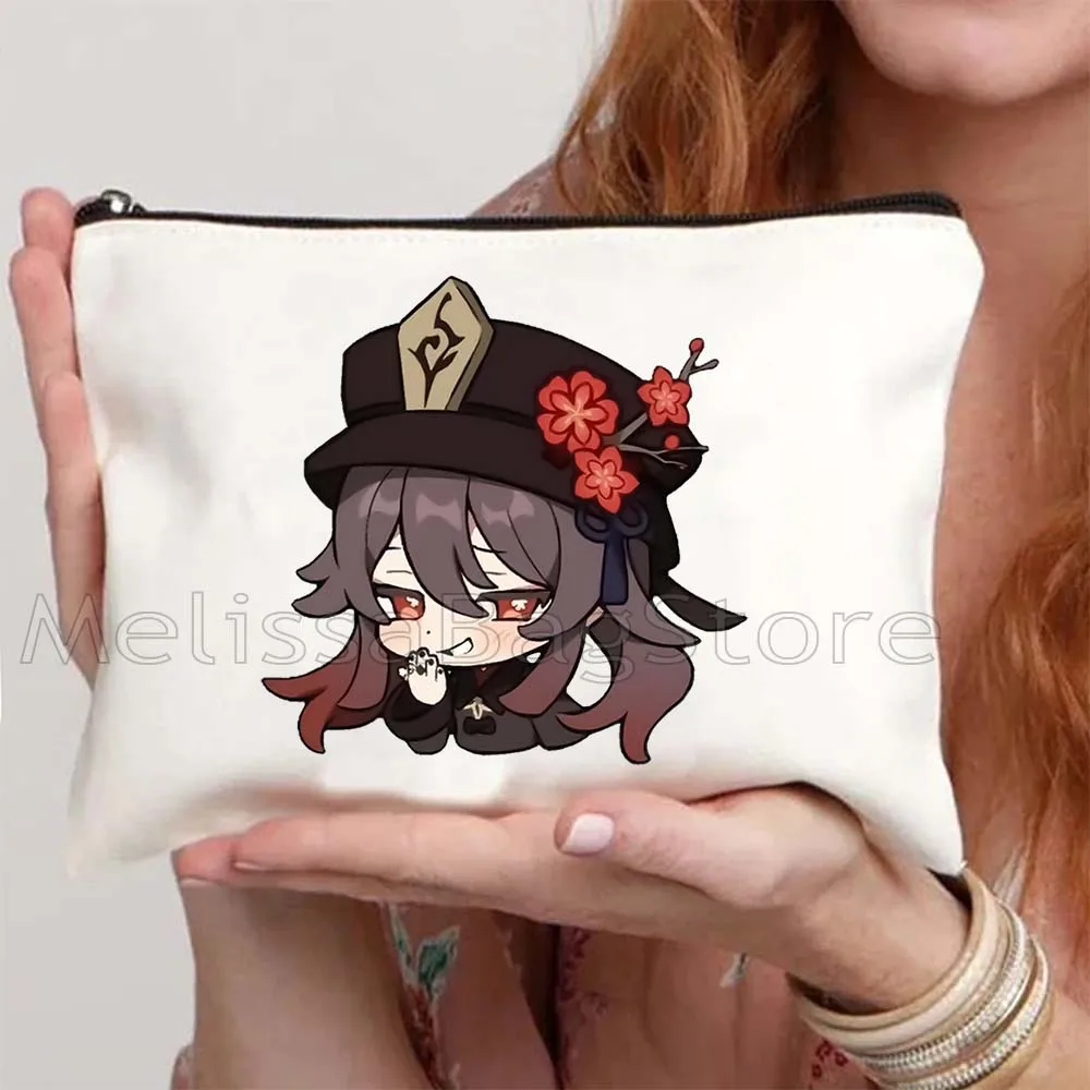 Genshin Impact Anime Gift Kawaii Hu Tao Alhaitham Cyno Venti Zhongli Haikaveh Collei Dori Storage Cosmetic Bag Makeup Case Pouch
