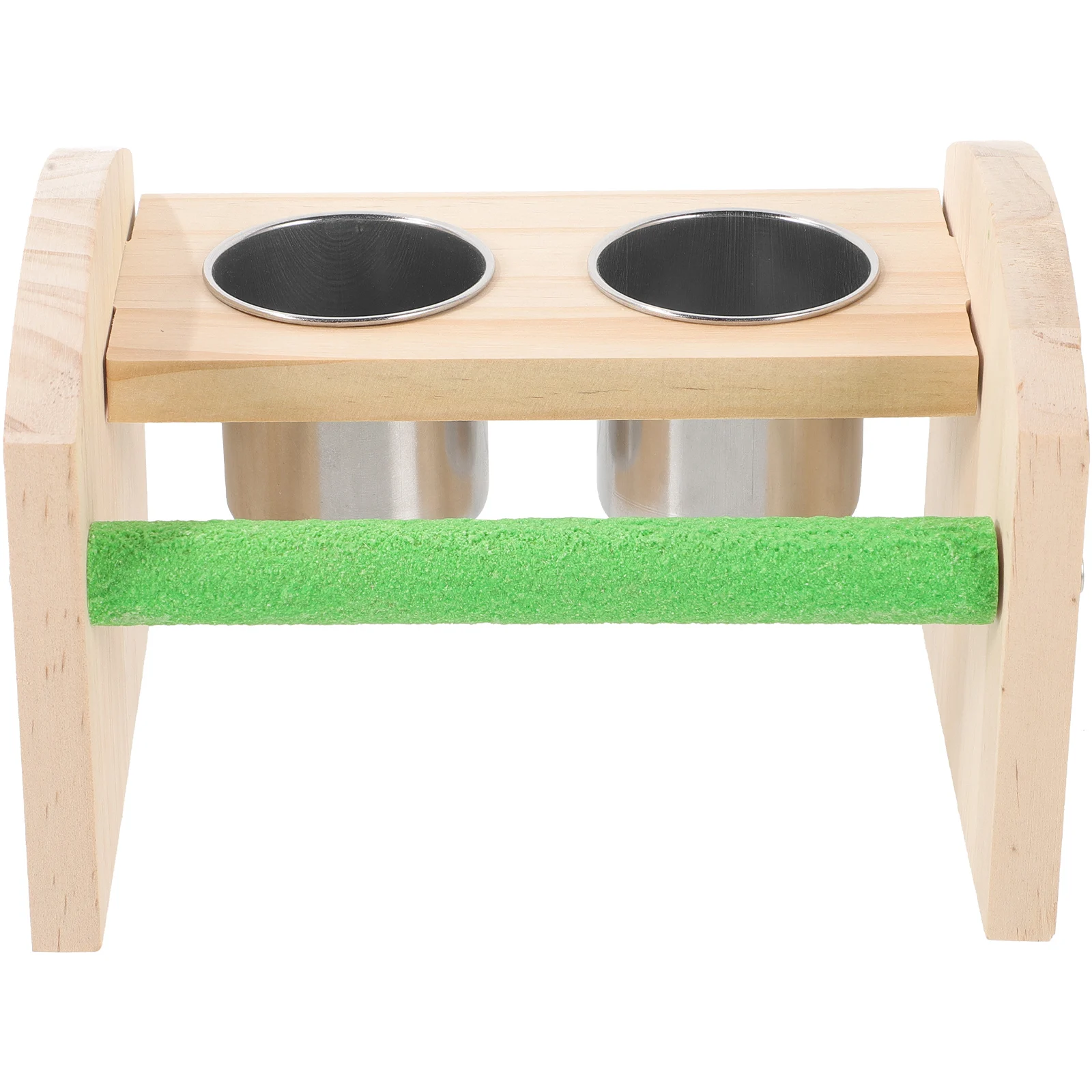 

Stainless Steel Cup Bird Feeder Wooden Perch Stand for Parrot Training Tabletop Stable Base Feeding Device Pet Accessories