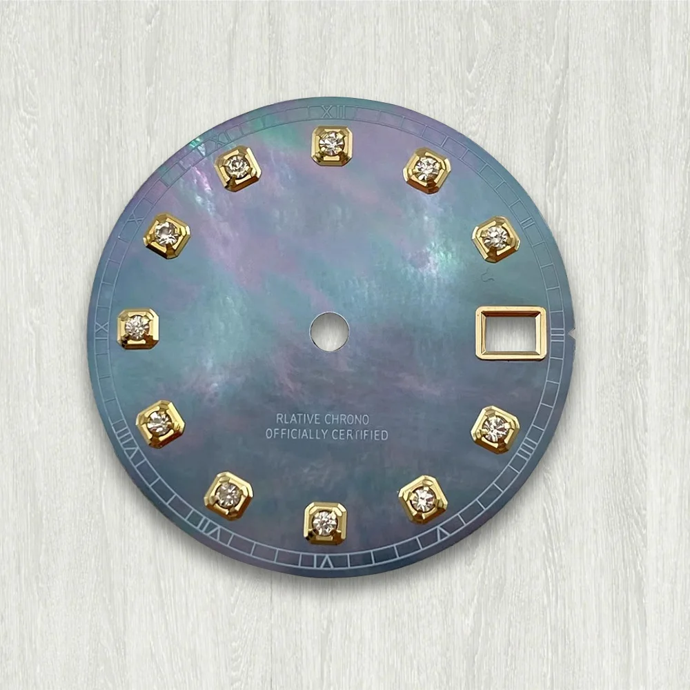 28.5mm S Logo Diamond Shell Dial Fit NH35/NH36/4R/7S Japan Movement High Quality Watch Modification Accessories