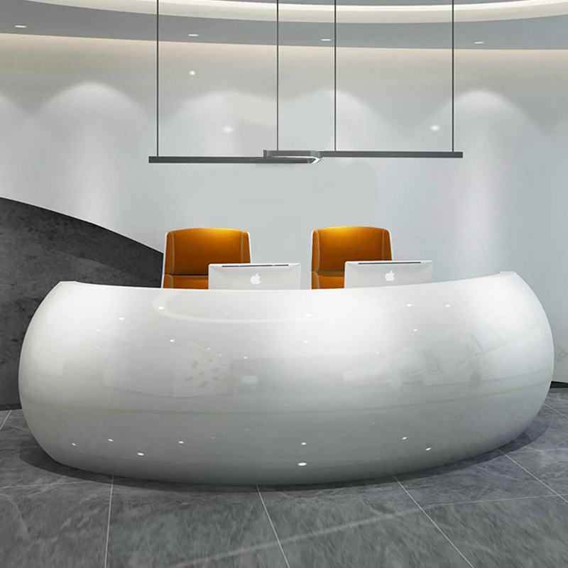 

Paint reception desk creative round bar welcome medical beauty consulting desk company office furniture arc cashier Comptoir